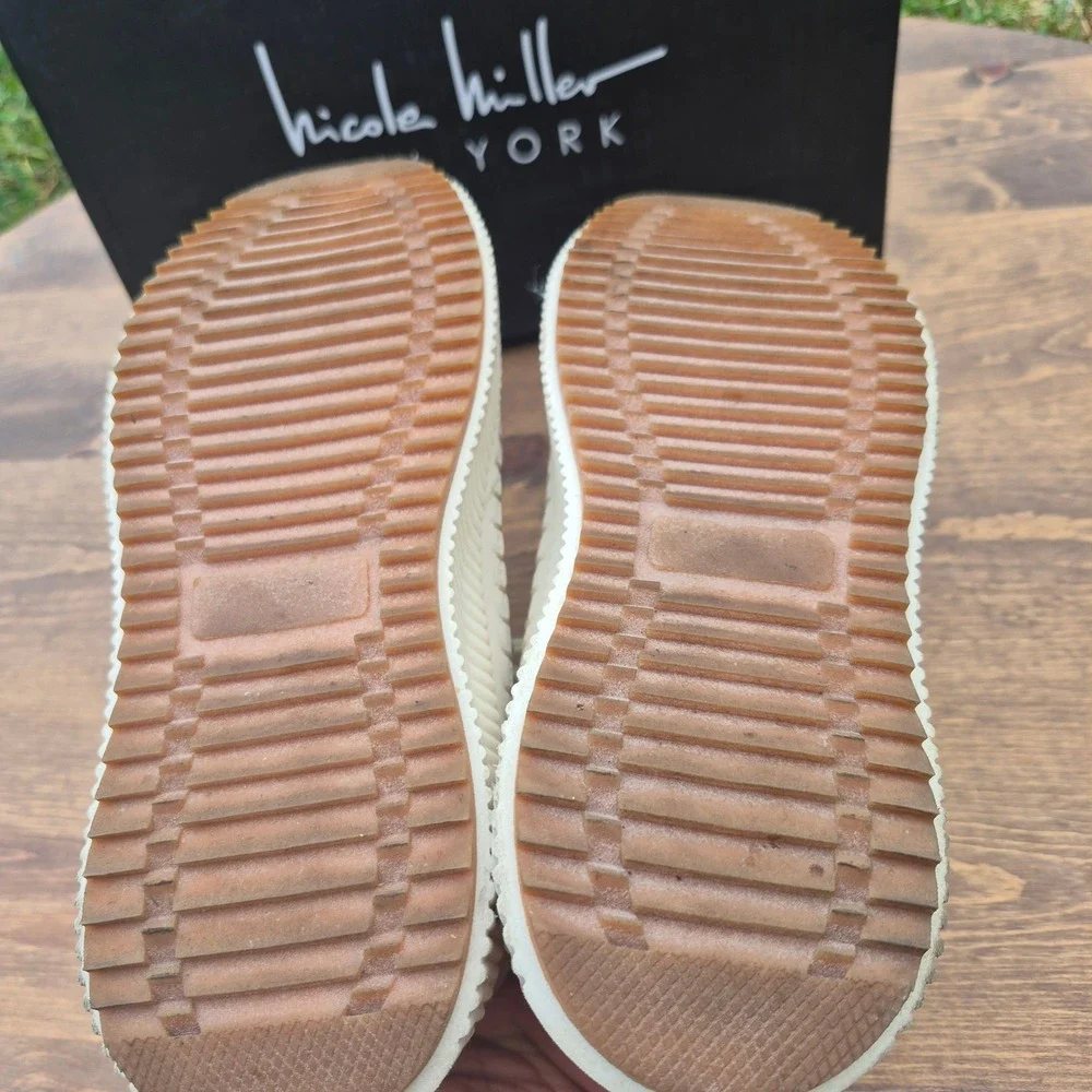 Nicole Miller New York Brita Pearl Multi Platform Sneakers Women 7 Pearl Studded